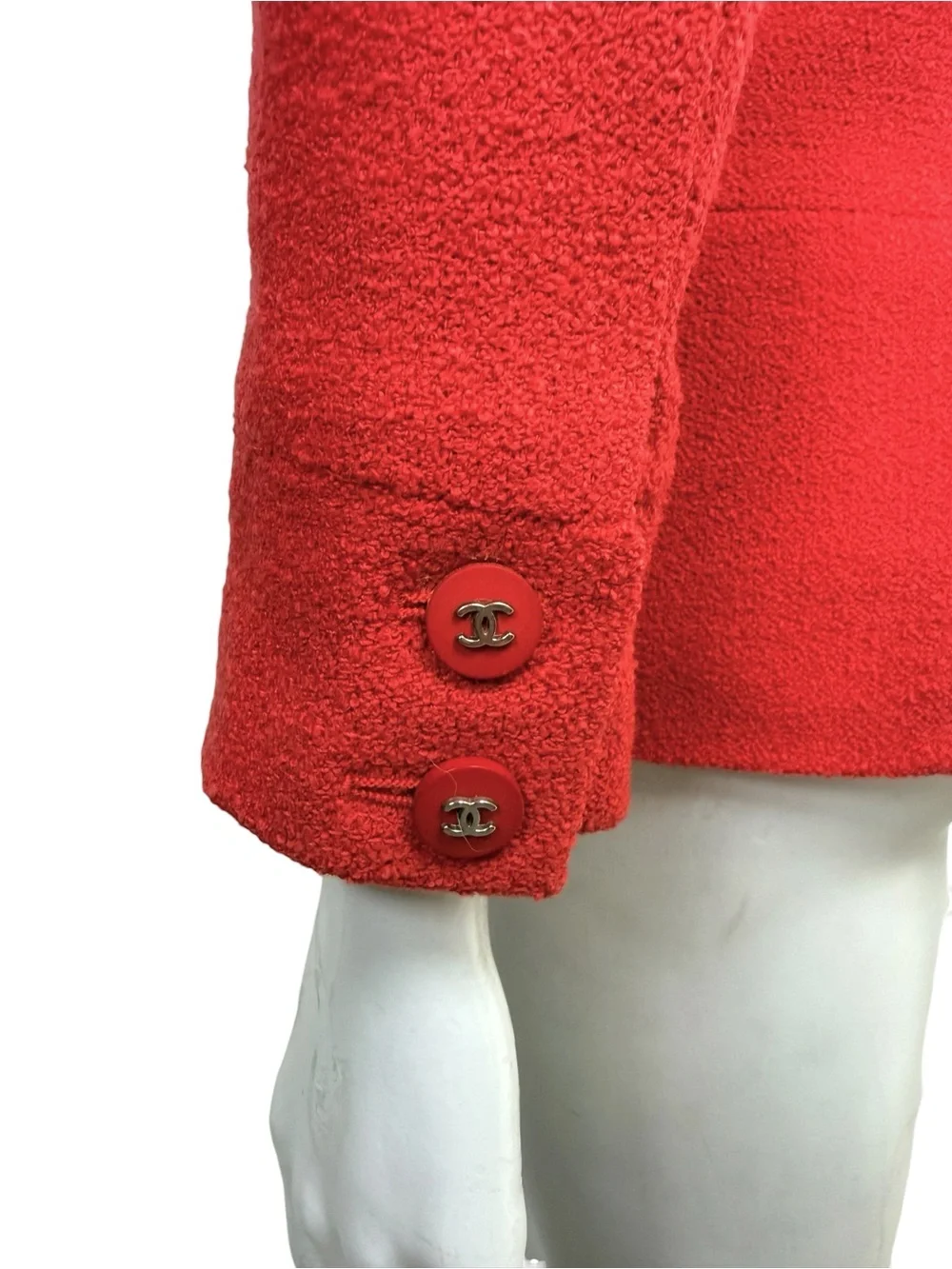 Chanel Vintage 95A Coral Bouclé CC Button Jacket